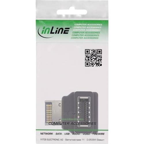 InLine® USB 3.2-adapter intern, frontpanel USB-E-kontakt till USB-E-uttag 90°
