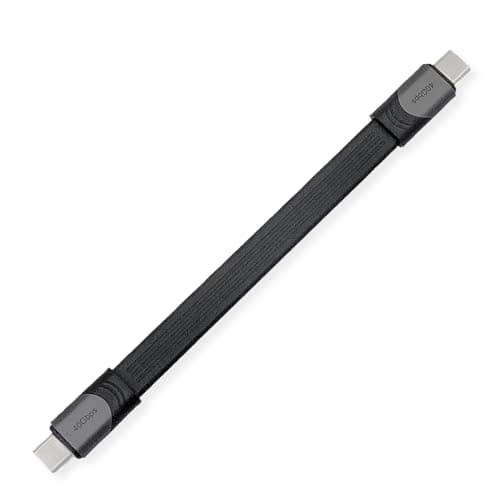 ROLINE USB4 Gen3x2-kabel, Emark, platt, CC, ST/ST, 40Gbit/s, 100W, svart, 15 cm