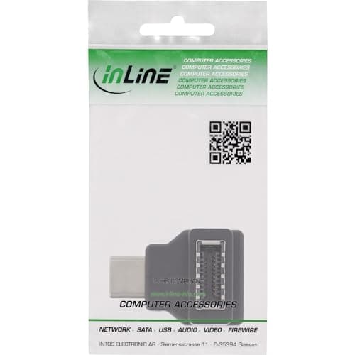 InLine® USB 3.2-adapter, USB-C-kontakt till internt USB-E-uttag på frontpanelen