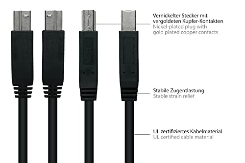 Alcasa UK30P-AB-010S USB-kabel 1 m USB 3.2 Gen 1 (3.1 Gen 1) USB A USB B Sort (UK30P-AB-010S)