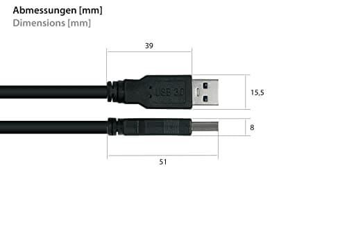 Alcasa UK30P-AB-010S USB-kabel 1 m USB 3.2 Gen 1 (3.1 Gen 1) USB A USB B Sort (UK30P-AB-010S)
