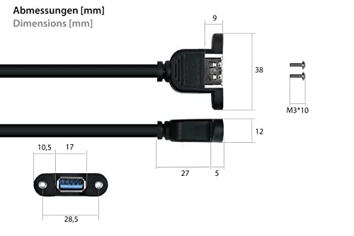 Alcasa UK30P-AEA-030S USB-kabel 3 m USB 3.2 Gen 1 (3.1 Gen 1) USB A Svart (UK30P-AEA-030S)