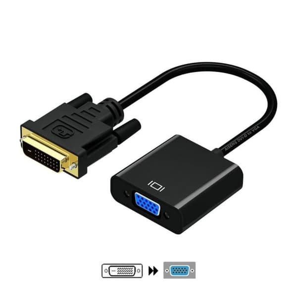 DVI-D till VGA Adapter Aisens Svart - Högkvalitativ adapter för anslutning mellan DVI-D och VGA-enheter, i svart färg.