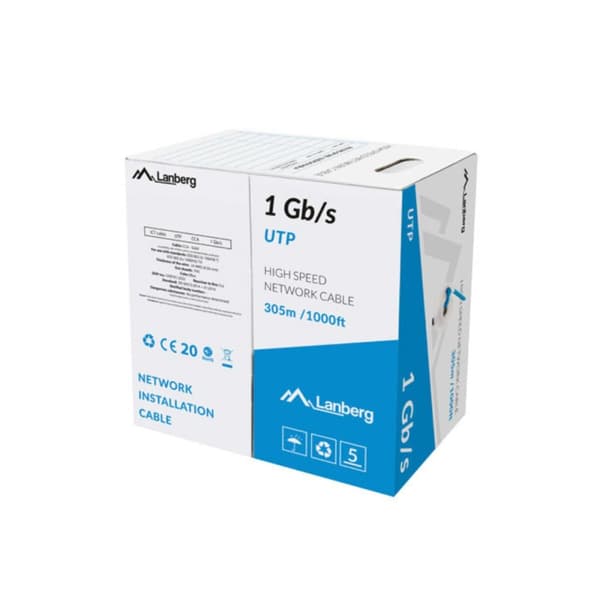 Kabel Ethernet LAN Lanberg LCU6-10CC-0305-B 305 m - Høj kvalitet Ethernet LAN-kabel fra Lanberg, 305 m.