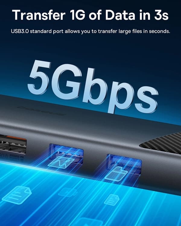 Baseus USB HUB 11in1 Metal Gleam Series II USB-A/USB-C - Svart