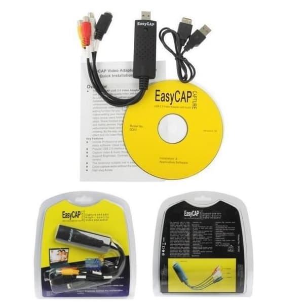 Videoinspelning - EasyCap - USB 2.0 Stick - Windows-kompatibel - Svart - 100 % ny