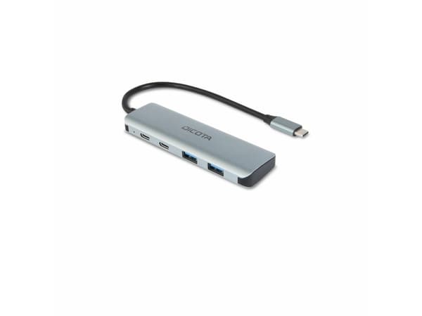 DICOTA - Hubb - 10 Gbps, 4-i-1 USB C, hög hastighet - 2 x USB-C 3.2 Gen 2 + 2 x USB 3.2 Gen 2 - skrivbordsmodell