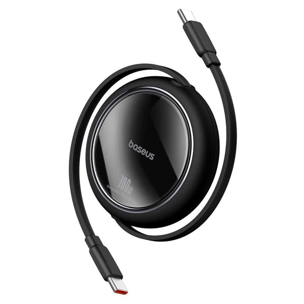 Baseus Free2Draw Mini USB-C - USB-C 100W 1 metrin ulosvedettävällä kaapelilla - musta