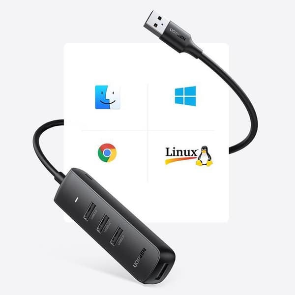Ugreen HUB USB Type A splitter - 4x USB 3.2 Gen 1 - Svart