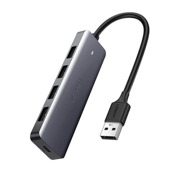 Ugreen USB HUB - 4x USB 3.2 Gen 1 med Mikro-USB-Strömport - Grå