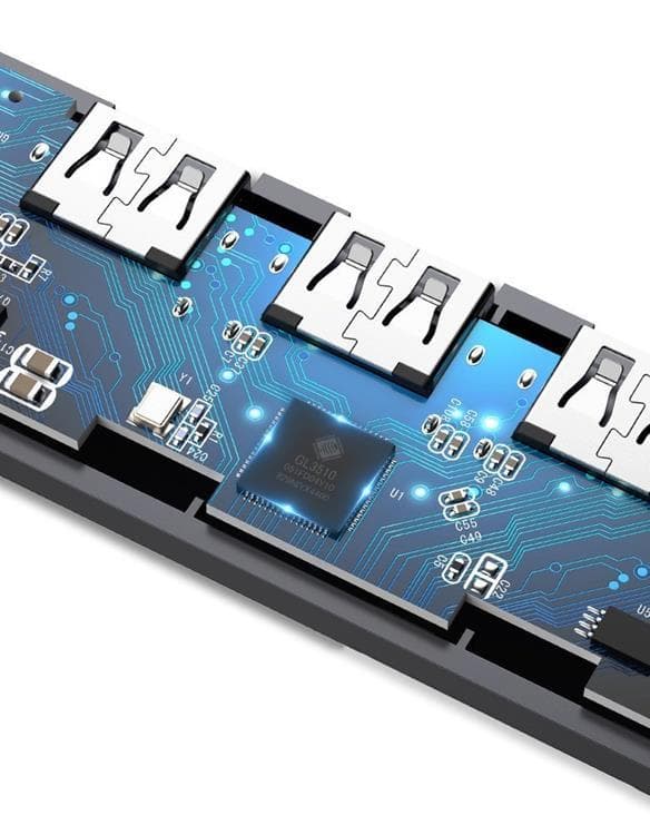 Ugreen USB HUB - 4x USB 3.2 Gen 1 med Mikro-USB-Strömport - Grå