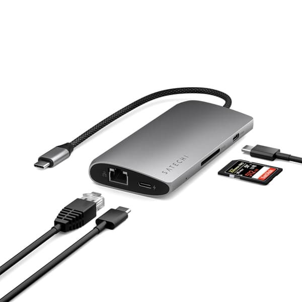 Satechi USB-C Multiport HUB 8K med Ethernet V3 - Rymdgrå