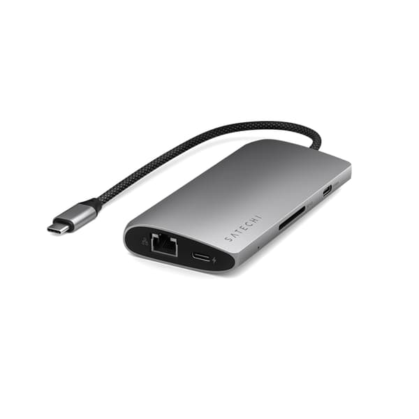 Satechi USB-C Multiport HUB 8K med Ethernet V3 - Rymdgrå