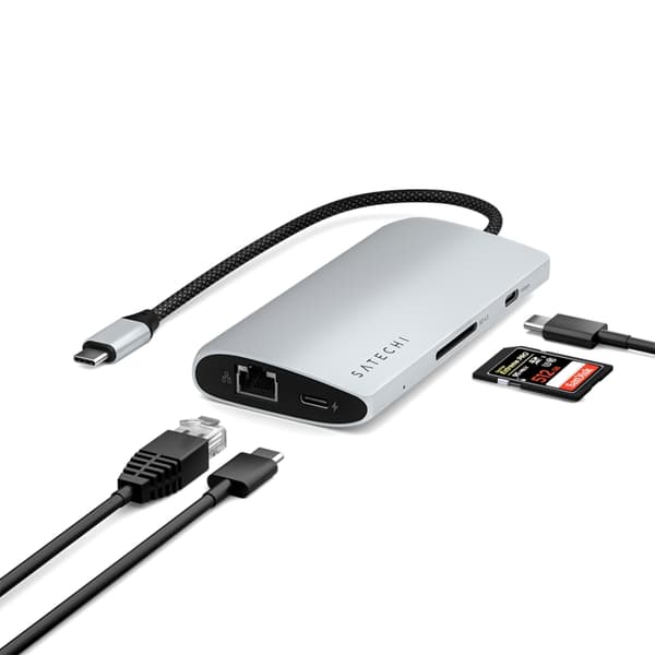 Satechi USB-C Multiport HUB 8K med Ethernet V3 - Silver
