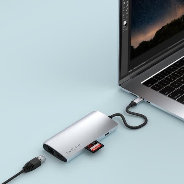 Satechi USB-C Multiport HUB 8K med Ethernet V3 - Silver