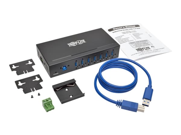 Eaton Tripp Lite series 7-Port USB 3.0 Hub SuperSpeed with Dedicated 2A USB Charging iPad Tablet Metal - Hubb - 7 x SuperSpeed USB 3.0 - DIN-skenmont