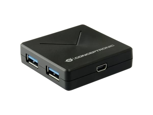 Conceptronic HUBBIES02B, USB 3.2 Gen 1 (3.1 Gen 1) Mini-B, USB 3.2 Gen 1 (3.1 Gen 1) Type-A, 5000 Mbit/s, Svart, 0,4 m, Kina