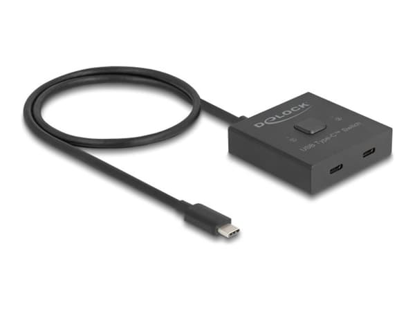 Delock - Videolinjedelare/omkopplare - 10 Gbps, dubbelriktad, 8K - 2 x USB-C - skrivbordsmodell