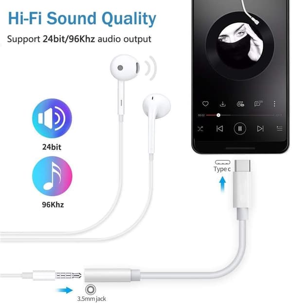 2x Adapter USB-C til 3,5 mm hvid