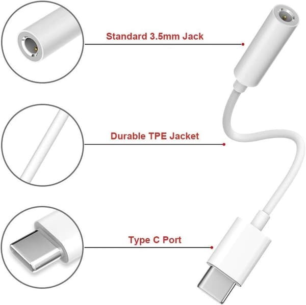 2x Adapter USB-C til 3,5 mm hvid