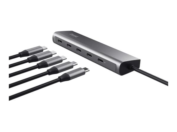 Trust Halyx - Hubb - 1 x USB-C (genomströmning) + 4 x USB-C 3.2 Gen 1 - skrivbordsmodell