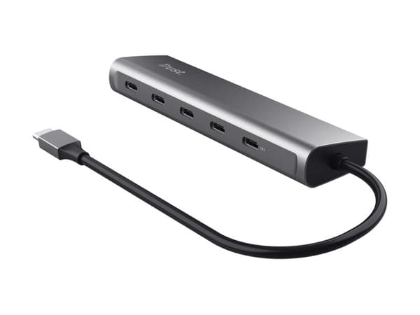 Trust Halyx - Hubb - 1 x USB-C (genomströmning) + 4 x USB-C 3.2 Gen 1 - skrivbordsmodell