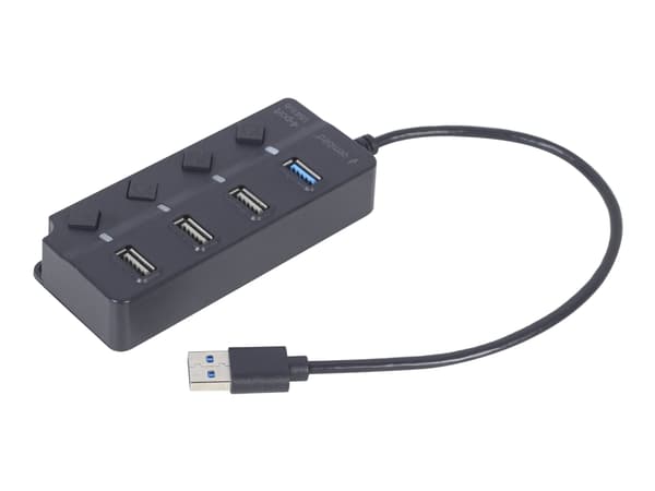 Gembird UHB-U3P1U2P3P-01, USB 2.0 Type-A, 5000 Mbit/s, Svart, 0,25 m, 5 V, 46 mm