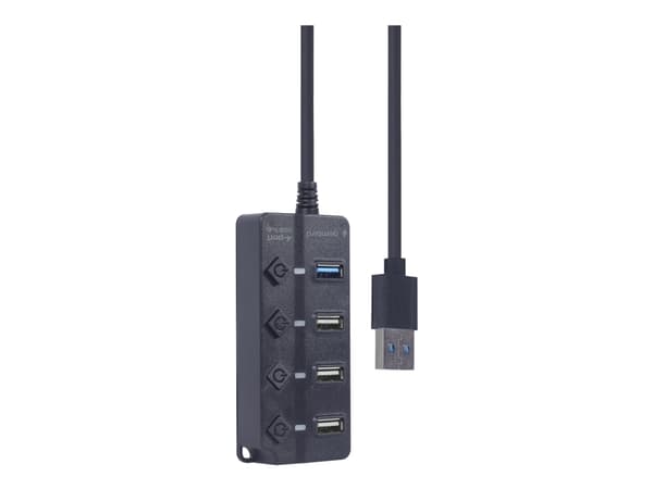 Gembird UHB-U3P1U2P3P-01, USB 2.0 Type-A, 5000 Mbit/s, Svart, 0,25 m, 5 V, 46 mm