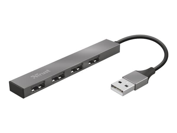 Trust Halyx Aluminium 4-Port Mini USB Hub - Hubb - 4 x USB 2.0 - skrivbordsmodell