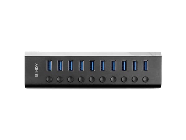 Lindy 43370, USB 3.2 Gen 1 (3.1 Gen 1) Type-B, USB 3.2 Gen 1 (3.1 Gen 1) Type-A, 5000 Mbit/s, Svart, Akrylnitrilbutadienstyren (ABS), Gjuten aluminiu