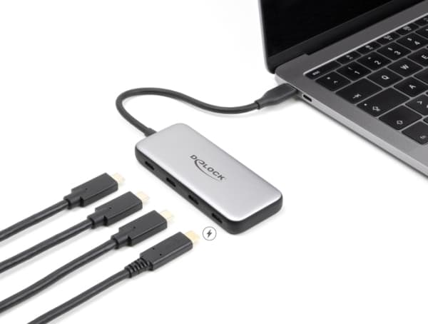 DeLOCK 64261, USB 3.2 Gen 1 (3.1 Gen 1) Type-C, USB 3.2 Gen 1 (3.1 Gen 1) Type-C, 10000 Mbit/s, Svart, Grå, Plast, Rund kabel