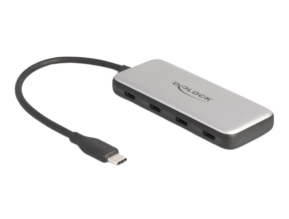 DeLOCK 64261, USB 3.2 Gen 1 (3.1 Gen 1) Type-C, USB 3.2 Gen 1 (3.1 Gen 1) Type-C, 10000 Mbit/s, Svart, Grå, Plast, Rund kabel