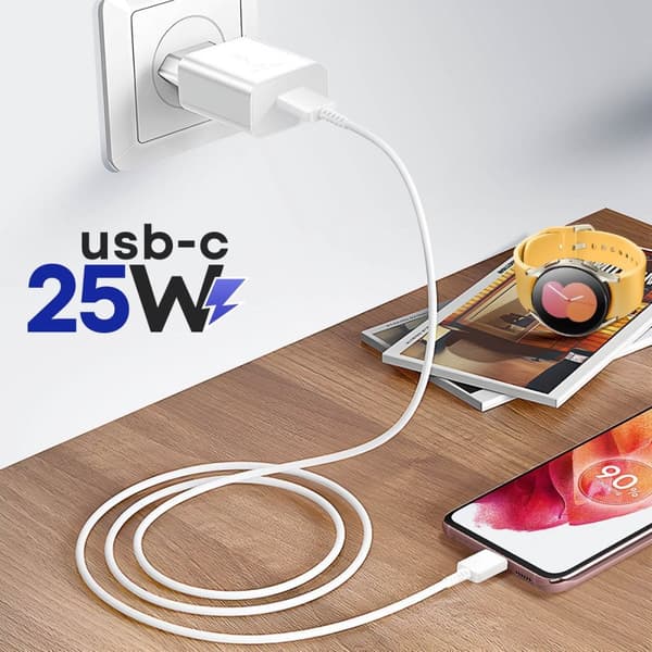 Original Samsung 25W Energieffektiv USB-C strømadapter - Uden kabel - Hvid
