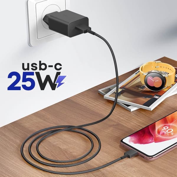 Original Samsung 25W Power Efficiency Adapter USB-C Adapter - Uden kabel - Sort