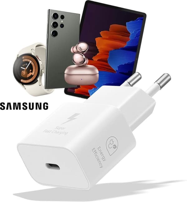 Original Samsung 25W Efficiency Adapter - inklusive USB-C kabel 1 meter - Hvid