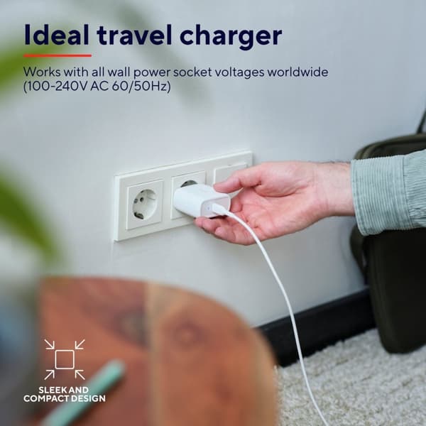 Trust Maxo - Laptop toppladdare - 65 W - USB C - 2m kabel - Vit
