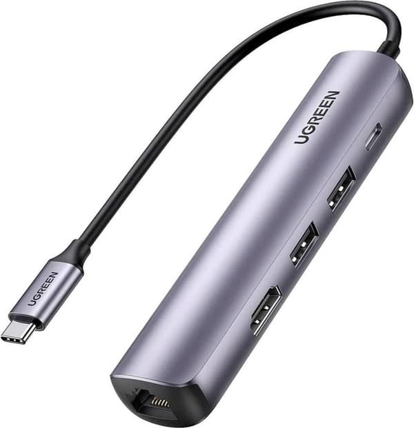 UGREEN 5-i-1 USB-C-hubb 5-portar USB-kombinationshubb Svart, aluminium