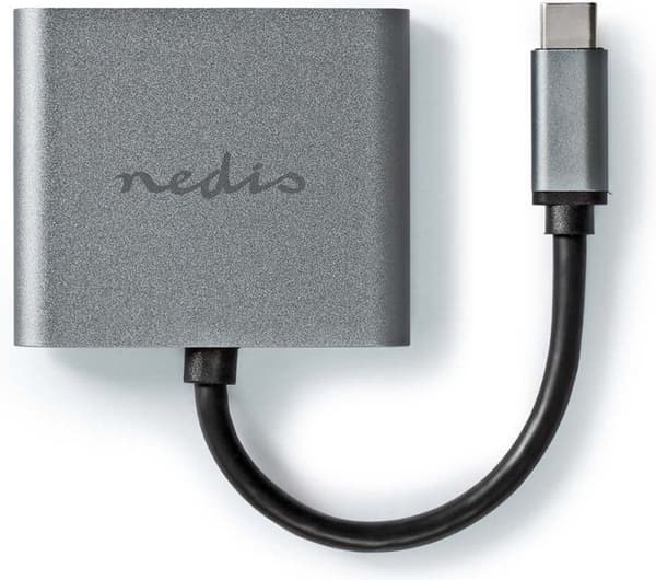Nedis USB-C™-adapter USB 3.2 Gen 1 | USB-C™-stik | 2x HDMI™ | | 4K@30Hz | 0,10m | runde | Vernick