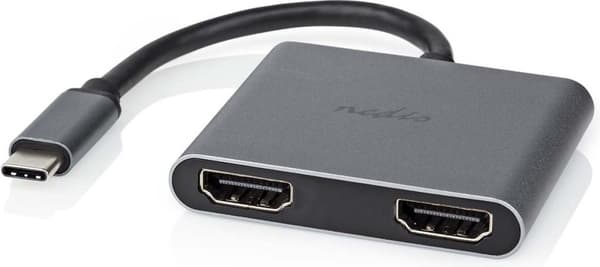 Nedis USB-C™-adapter USB 3.2 Gen 1 | USB-C™-stik | 2x HDMI™ | | 4K@30Hz | 0,10m | runde | Vernick