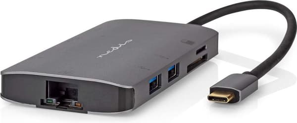 Nedis USB Multiport Adapter USB 3.2 Gen1 7-i-1 - USB-C™-kontakt, HDMI™-utgång, Micro SD, RJ45-anslutning