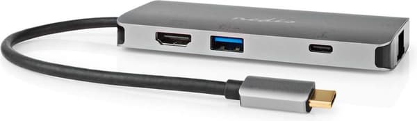 Nedis USB Multiport Adapter USB 3.2 Gen1 7-i-1 - USB-C™-kontakt, HDMI™-utgång, Micro SD, RJ45-anslutning