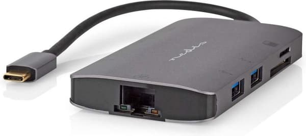 Nedis USB Multiport Adapter USB 3.2 Gen1 7-i-1 - USB-C™-kontakt, HDMI™-utgång, Micro SD, RJ45-anslutning