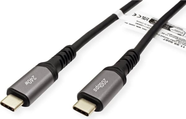 VALUE USB4 Gen3x2-kabel, CC, M/M, 40Gbit/s, 240W, svart, 2 m