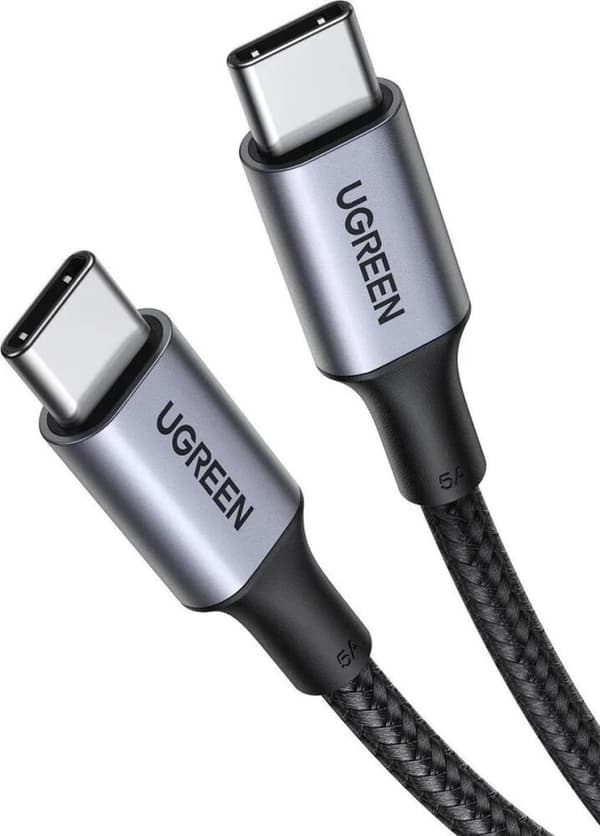 UGREEN 5A flettet USB-C til USB-C-kabel 100W Hurtigopladning 2M Sort