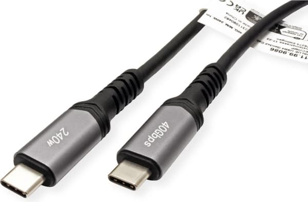 VALUE USB4 Gen3x2-kabel, CC, M/M, 40Gbit/s, 240W, svart, 0,8 m