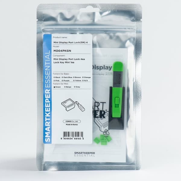 Smart Keeper Essential Mini Display Port Slot (4x) + Lock Key Mini (1x) - Grøn