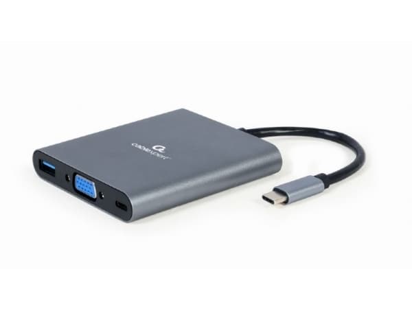 Gembird A-CM-COMBO6-01, USB 3.2 Gen 1 (3.1 Gen 1) Type-C, 60 W, Grå, MicroSD (TransFlash), SD, 3?5mm, HDMI, USB 3.2 Gen 1 (3.1 Gen 1) Type-A, USB Typ