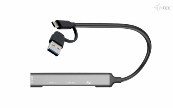 i-Tec - Hubb - USB-C/USB-A, metall - 1 x SuperSpeed USB 3.0 + 3 x USB 2.0 - skrivbordsmodell