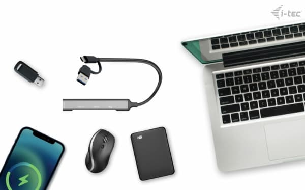 i-Tec - Hubb - USB-C/USB-A, metall - 1 x SuperSpeed USB 3.0 + 3 x USB 2.0 - skrivbordsmodell