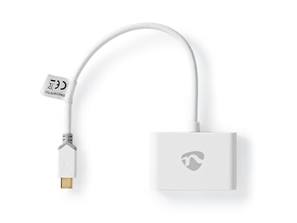 Nedis - USB-adapter - 24 pin USB-C (hane) till USB typ A (hona) - USB 3.1 Gen 1 - 20 cm - rund - vit